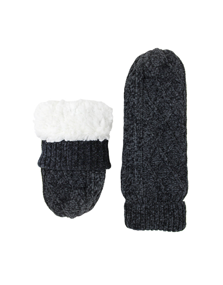 The Ivy Black Chenille Mittens