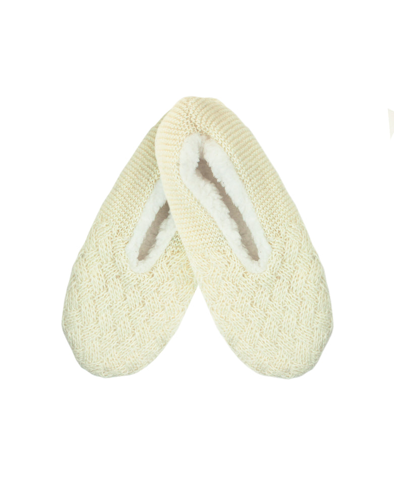 Crochet Sherpa Lined Slipper - Cream