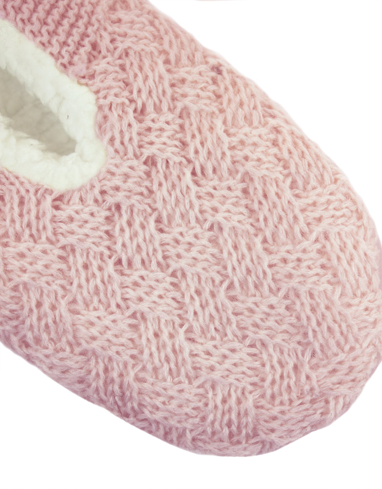 Crochet Sherpa Lined Slipper - Pink