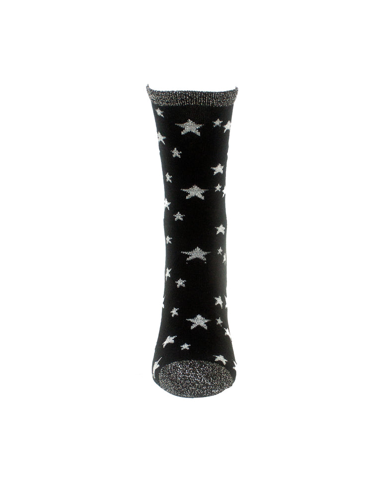 Sparkly Star Print Cotton Crew Socks