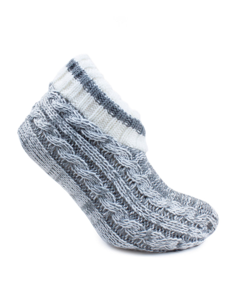 The Axelle Cable Knit Ankle Slipper Sock-Grey