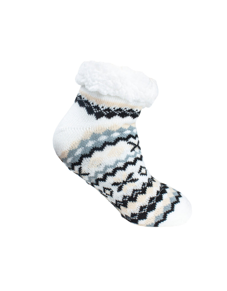 The Elsa Fairisle Ankle Slipper Sock - Cream